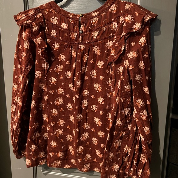 Madewell Floral Print Ruffle Collar Long Sleeve Too - Picture 8 of 10